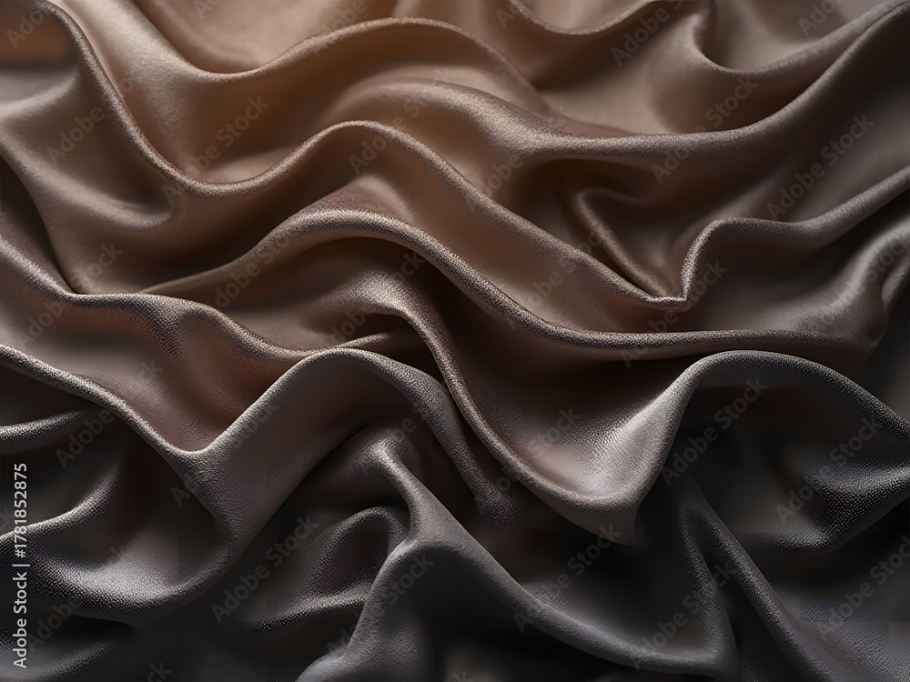 Fototapeta premium Top-Down Macro of Sculpted Satin Fabric Wave Pattern