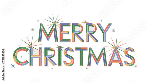 Christmas Cheer: Festive typography spells out Merry Christmas in a vibrant and joyful arrangement, adorned with stars that add sparkle and festivity to the seasonal greeting.