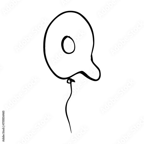 Letter Q sketch vector illustration. Whimsical monogrammed for personalized custom gifts greeting cards new born party decorations.