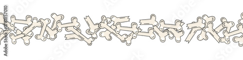 Bones halloween decoration border. Seamless garland for holiday theme decoration, banner, packaging design.