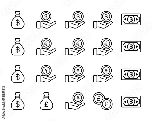 Money currency savings and financial icon collection
