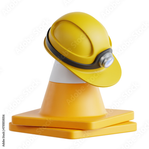 Construction Safety Helmet atop Cones