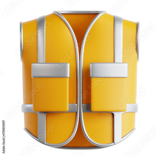 High-visibility construction worker safety vest with reflective stripes and pockets