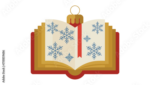  Festive Reading Ornament: A charming ornament in the shape of an open book, adorned with snowflakes, symbolizing winter tales, and holiday traditions, perfect for seasonal decorations.
