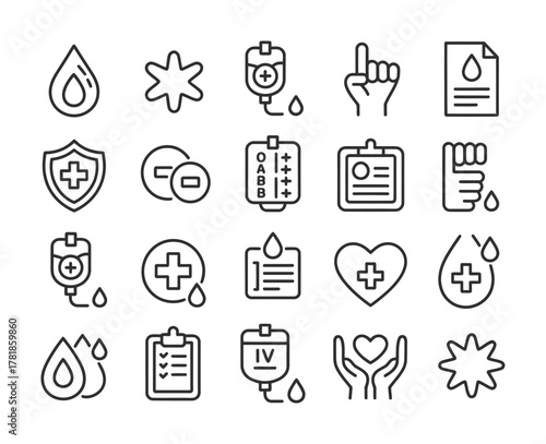 Blood donation healthcare medical hospital icons pack
