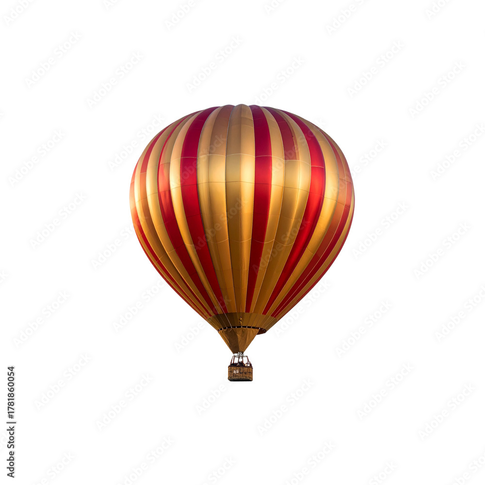 Fototapeta premium Colorful red hot air balloon isolated on blue sky on white background