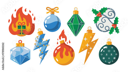 Festive Ornament Collection: A vibrant assortment of unique Christmas ornaments, each adorned with distinct designs, embodying the spirit of the holiday season and igniting the festive atmosphere.