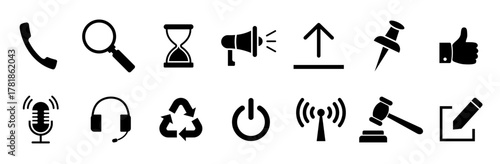 Web icon set. Call, email, address,  chat, message, mail, telephone, information, support, search, website, icon. Website set icon vector.