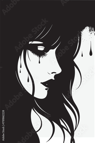 silhouette of a crying woman