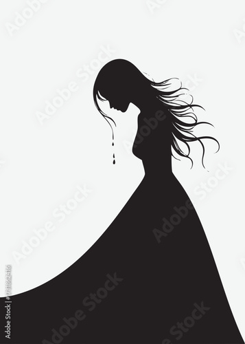 silhouette of a crying woman