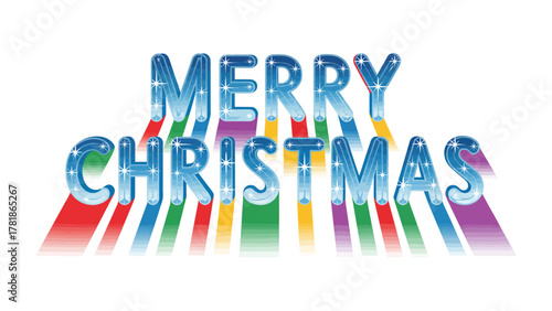 Festive Christmas Greeting: a vibrant Christmas message, with 'Merry Christmas' in shimmering ice-blue letters radiating joy.