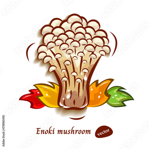 キノコ｜えのきだけをポップで可愛いく描いたイラスト