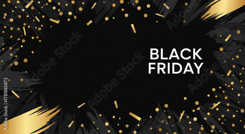 Elegant promotional banner for a major retail event, featuring a glowing gold frame and abstract smoke effects on a dark background