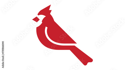 Red Cardinal Silhouette: A minimalist graphic of a striking red cardinal, capturing the iconic bird's elegance through clean lines and vibrant color.