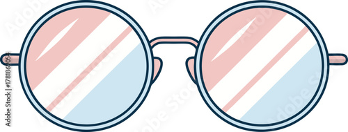 Stylish round eyeglasses with a retro vibe offer a touch of intellectual charm and modern aesthetic, perfect for fashion, vision, and design projects