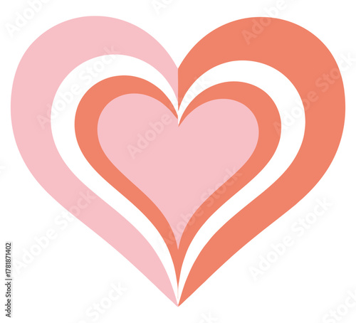 Three hearts in pink and coral color, symbolizing love and affection