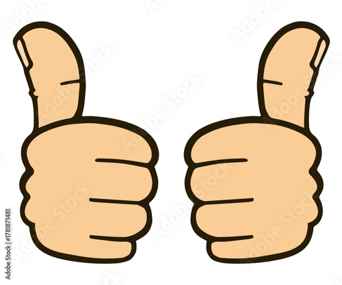 親指を立てている手のイラスト素材。サムズアップ。