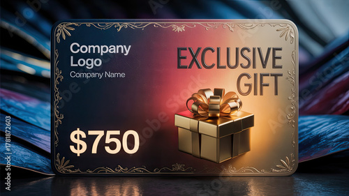 - Gift card in luxury style, purple and gold, for exclusive gifts