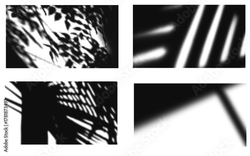 Shadow Background High Contrast PNG Shadow Set with Geometric Patterns, Black and White PNG Shadow Set for Background Design
