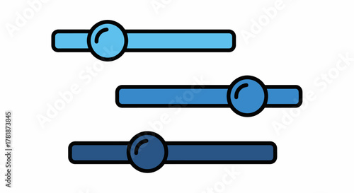 Three blue sliders with circular controls for adjusting settings or levels, representing customization and control in a digital interface