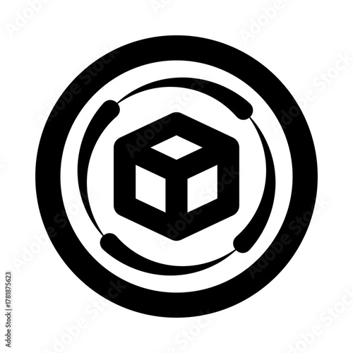 Digital Crypto Coin Outline Icon