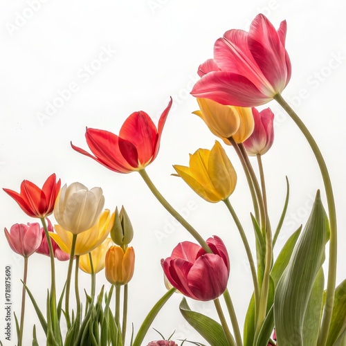 Backlit Tulip Bouquet Vibrant Colors, Graceful Composition, Spring Flowers, Macro Photography Tulips, Spring, Macro
