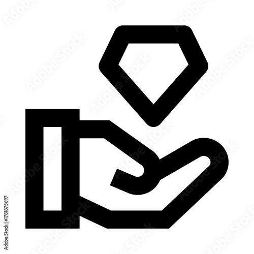 Value Diamond Line Icon in Hand