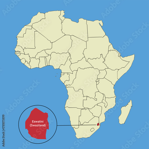 Eswatini (Swaziland) Map Vector. silhouette illustration of vector map isolated on map of Africa. African continent state