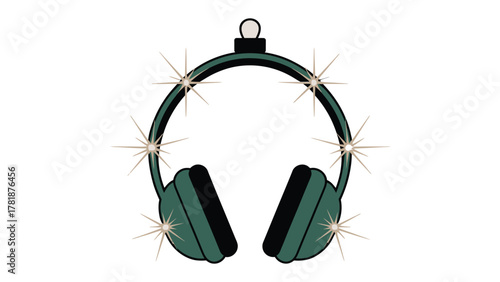 Melodic Holiday: Festive headphone ornament glitters with joyous music and holiday cheer, perfect for celebrating musical passion during the festive season.