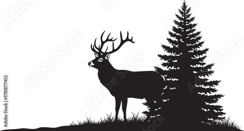 deer in the forest vector silhouette