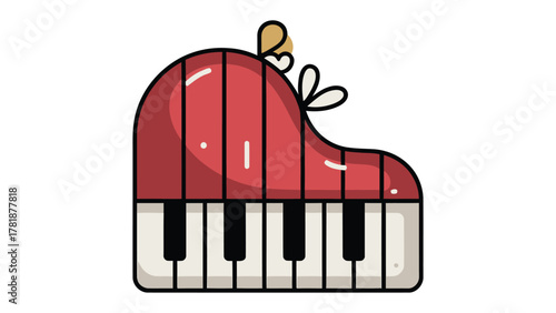 Festive Melody: An imaginative illustration of a piano, transformed into a charming festive ornament, evokes the spirit of musical joy and holiday cheer.