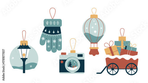 Festive Ornament Collection: A delightful arrangement of diverse, intricately designed ornaments, each capturing the spirit of celebration and joy.