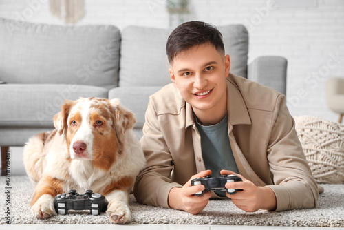 Young man playing video gam...