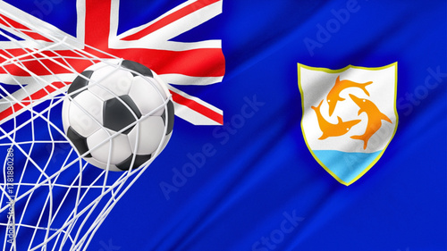 Football ball with the national flag of anguilla. Flag of anguilla. Horizontal Realistic waving flag of State of anguilla. Fabric textured flowing flag of anguilla . vector illustrator
