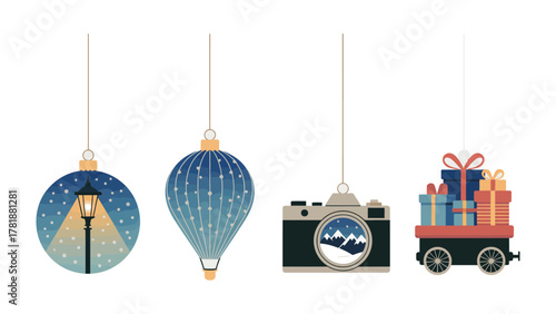 Holiday Decorations: An array of charming Christmas decorations, each embodying festive themes and elements of winter wonder, captured in a delightful display of holiday cheer.