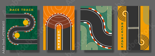 Race Track Poster Set – Retro Racing Circuit Illustration Collection