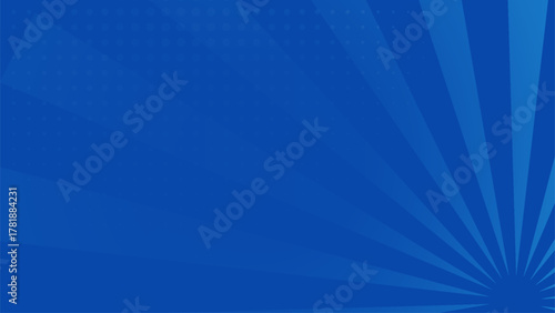 Minimalist Banner blue comic-style background with radial burst lines and halftone patterns. Futuristic Technology Concept