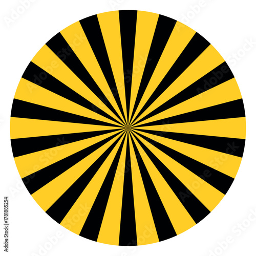 Radial rays black yellow warning line striped background warning careful potential danger