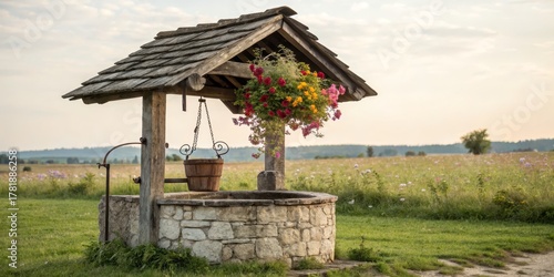 Rustic Wooden Well with Han...