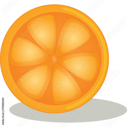 Fresh Orange Slice with Vibrant Orange Segments and Subtle Shadow on Transparent Background