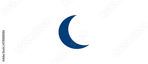 Blue crescent paper cutout, moon icon, waxing moon symbol, crescent moon icon symbol set on transparent background.