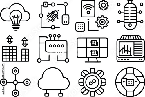 Collection of technology and innovation icons