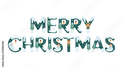 Festive Season's Greetings: A cheerful Merry Christmas message, crafted with snow-capped letters, evokes the joy of the holiday season and a touch of winter enchantment.