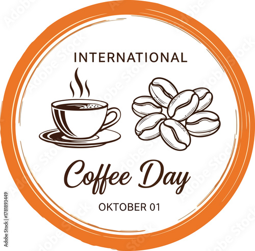 International coffee day illustration with coffee beans isolated on white background