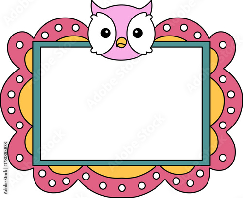 Cute Owl Animal Baby Kids Character Playful Children Sticker Design Mascot Nursery Illustration