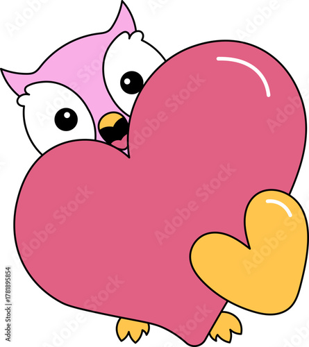 Cute Owl Animal Baby Kids Character Playful Children Sticker Design Mascot Nursery Illustration