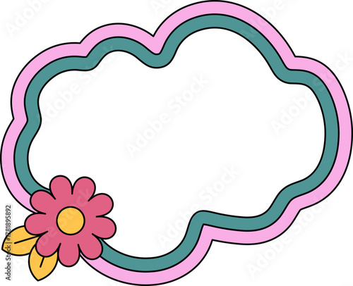 Cute Floral Frame Border Romantic Wedding Ornament Playful Vintage Decoration Illustration