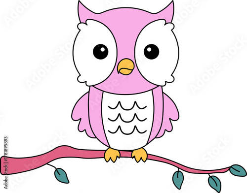Cute Owl Animal Baby Kids Character Playful Children Sticker Design Mascot Nursery Illustration