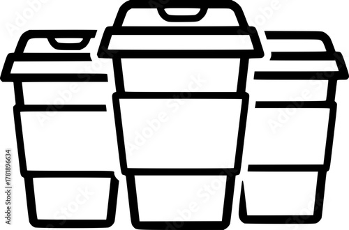 Set of cups of Takeout coffee Vector icon, simple style
