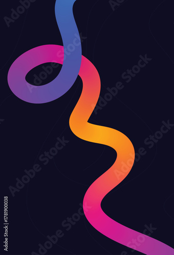 Colorful gradient snake line art on dark background for stylish designs
